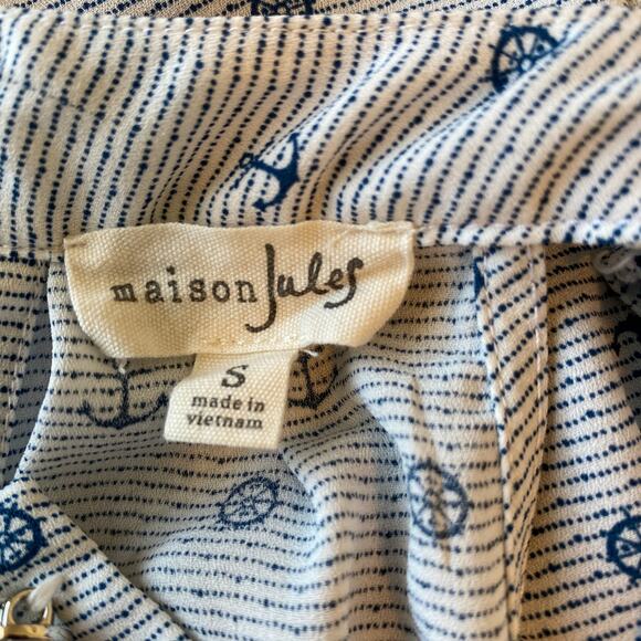 MAISON JULES Bicycle Print Sleeveless High Neck Romper Womens Size S Summer - Picture 6 of 10